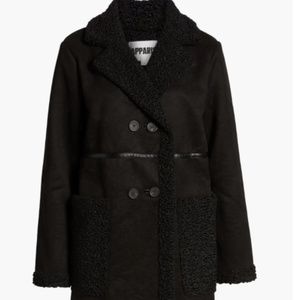 APPARIS Faux Shearling Coat BLACK Medium